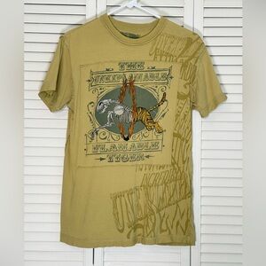 Vintage Y2K Rebel Spirit Short Sleeve Graphic Tee T-Shirt Green Tiger Size S